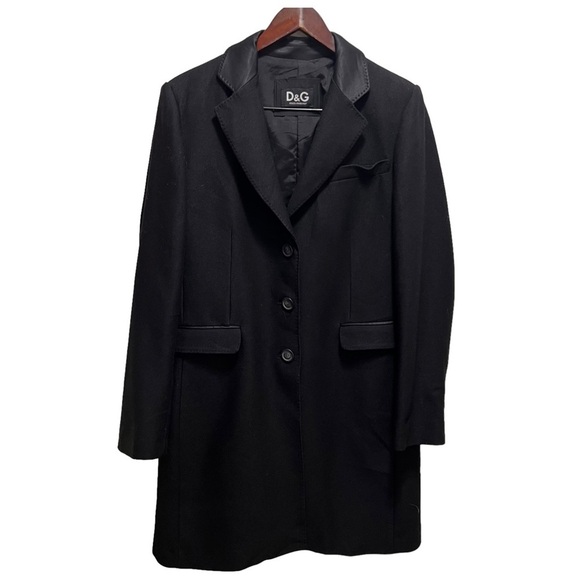 D&G Dolce & Gabbana Black Mohair Blend Trench Coat Size 46 - Picture 1 of 15